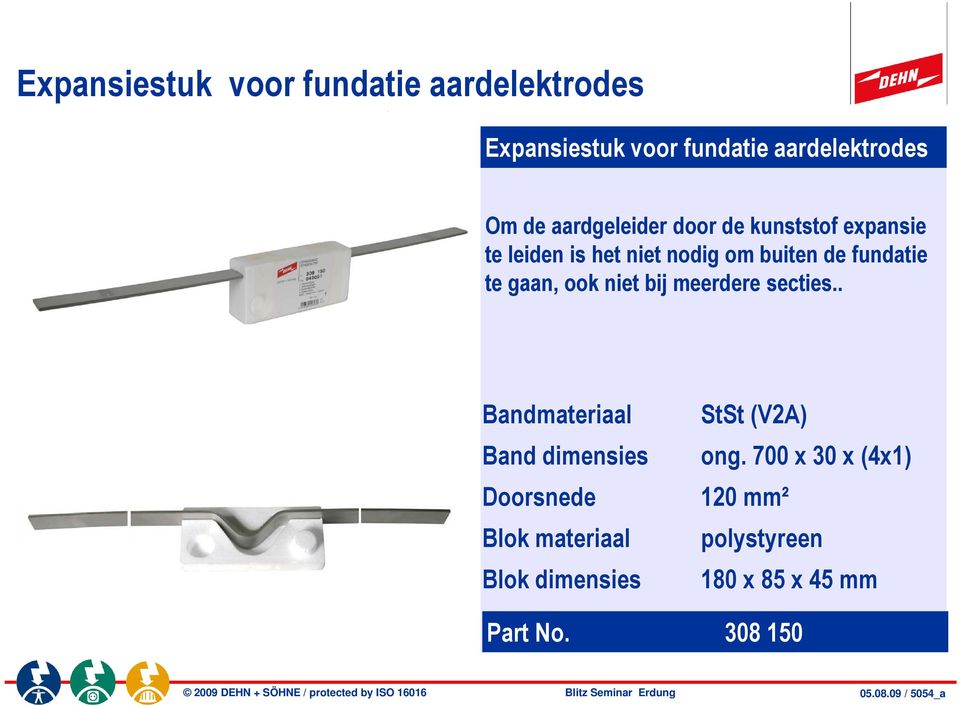 . Bandmateriaal Band dimensies Doorsnede Blok materiaal Blok dimensies StSt (V2A) ong.