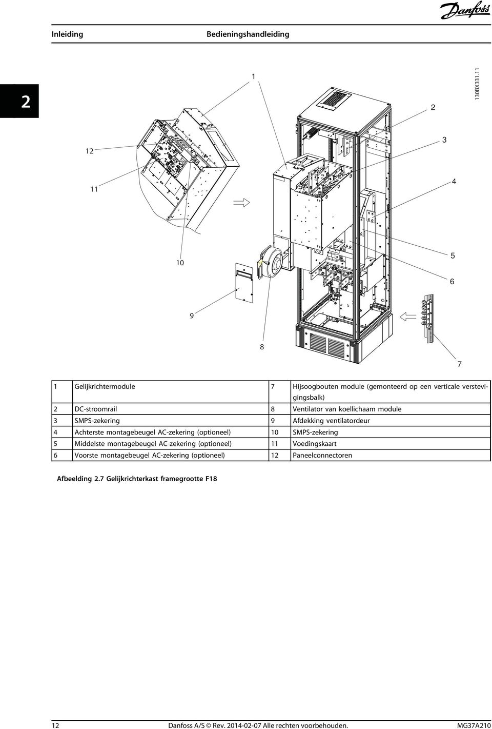 Ventilator van koellichaam module 3 SMPS-zekering 9 Afdekking ventilatordeur 4 Achterste montagebeugel AC-zekering (optioneel) 10