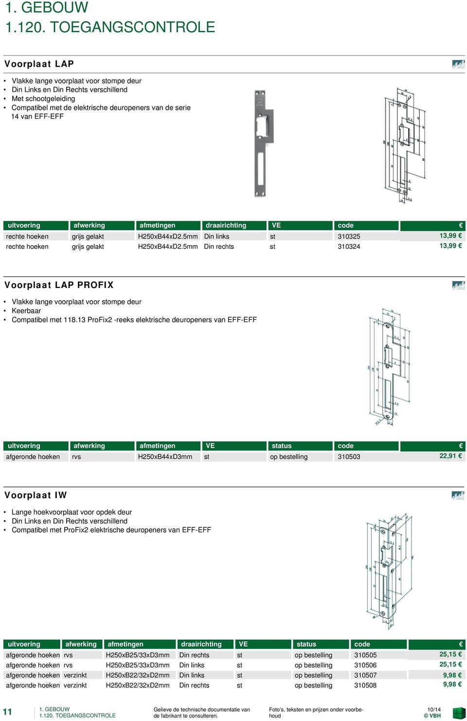 5mm Din rechts st 310324 13,99 Voorplaat LAP PROFIX Vlakke lange voorplaat voor stompe deur Keerbaar Compatibel met 118.