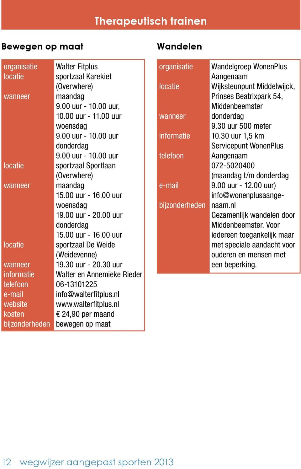 nl www.walterfitplus.nl 24,90 per maand bewegen op maat Wandelen Wandelgroep WonenPlus Aangenaam Wijksteunpunt Middelwijck, Prinses Beatrixpark 54, Middenbeemster 9.30 uur 500 meter 10.