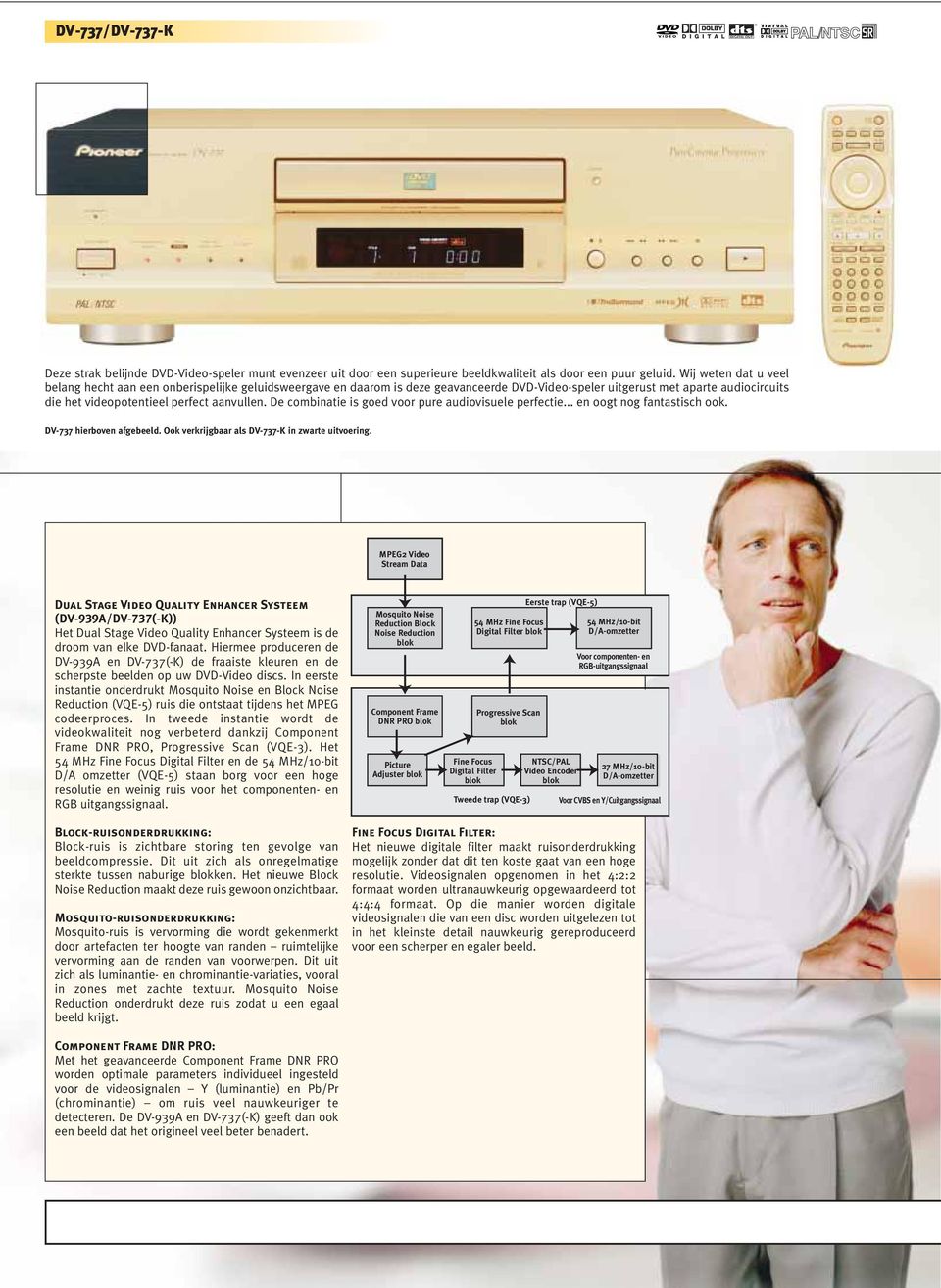 De combinatie is goed voor pure audiovisuele perfectie... en oogt nog fantastisch ook. DV-737 hierboven afgebeeld. Ook verkrijgbaar als DV-737-K in zwarte uitvoering.