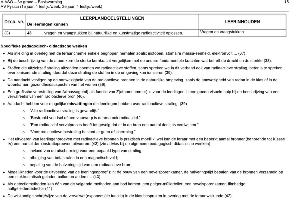 Bij de beschrijving van de atoomkern de sterke kernkracht vergelijken met de andere fundamentele krachten wat betreft de dracht en de sterkte (38).