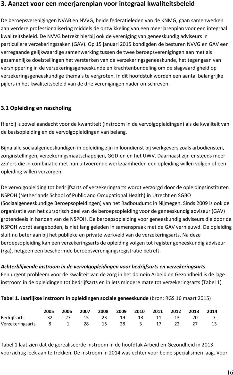 Op 15 januari 2015 kondigden de besturen NVVG en GAV een verregaande gelijkwaardige samenwerking tussen de twee beroepsverenigingen aan met als gezamenlijke doelstellingen het versterken van de