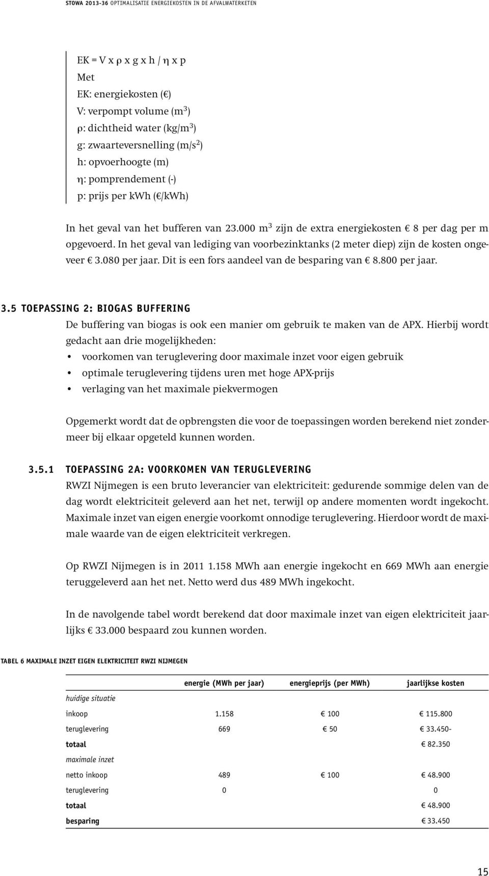 080 per jaar. Dit is een fors aandeel van de besparing van 8.800 per jaar. 3.5 Toepassing 2: Biogas buffering De buffering van biogas is ook een manier om gebruik te maken van de APX.