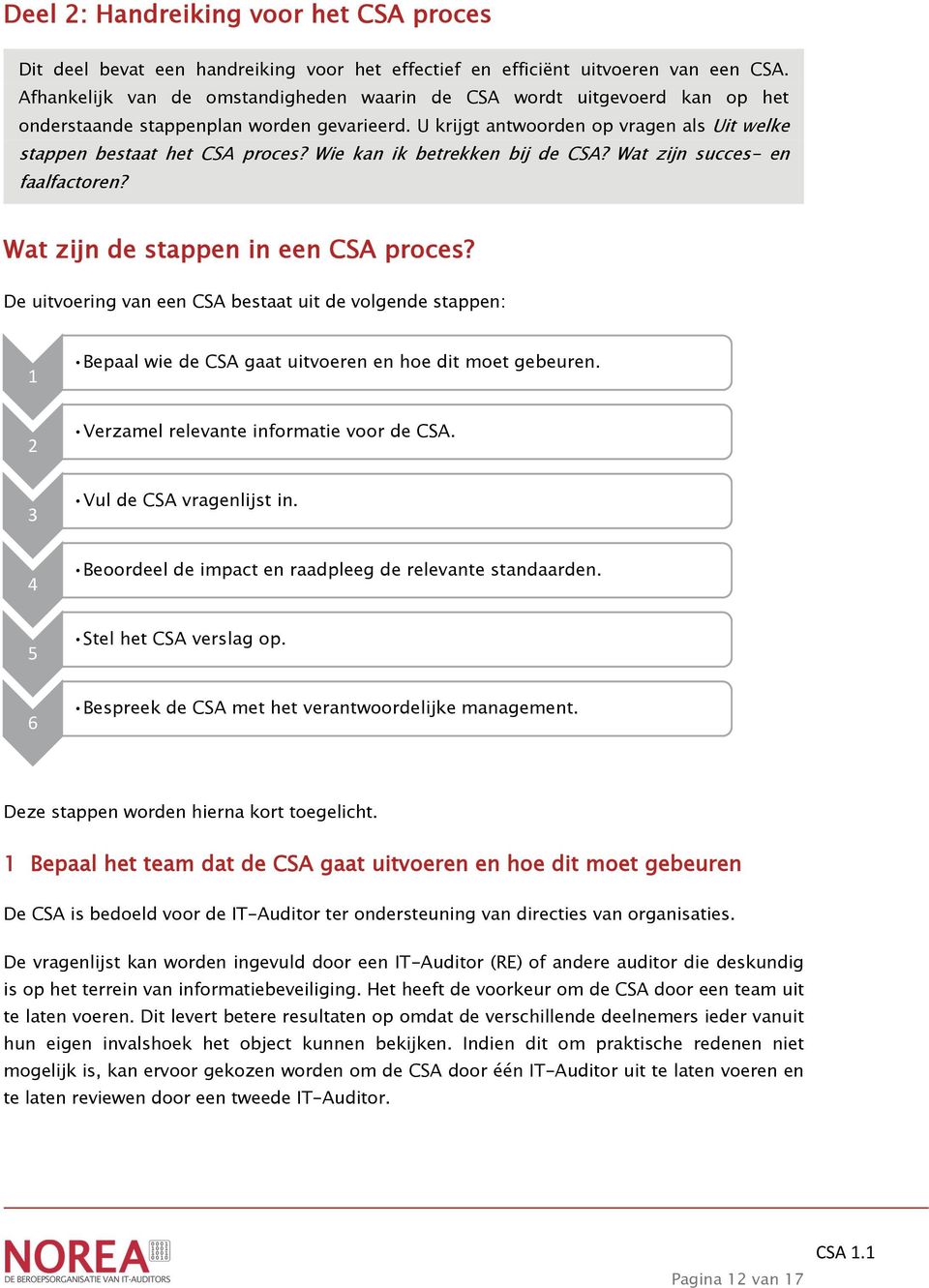 Wie kan ik betrekken bij de CSA? Wat zijn succes- en faalfactoren? Wat zijn de stappen in een CSA proces?