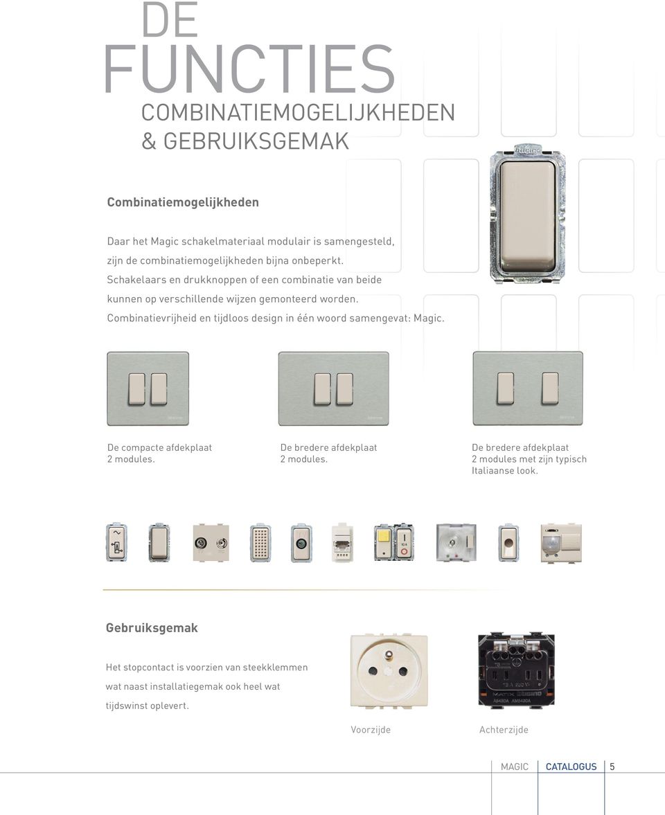 Combinatievrijheid en tijdloos design in één woord samengevat: Magic. De compacte afdekplaat. De bredere afdekplaat.