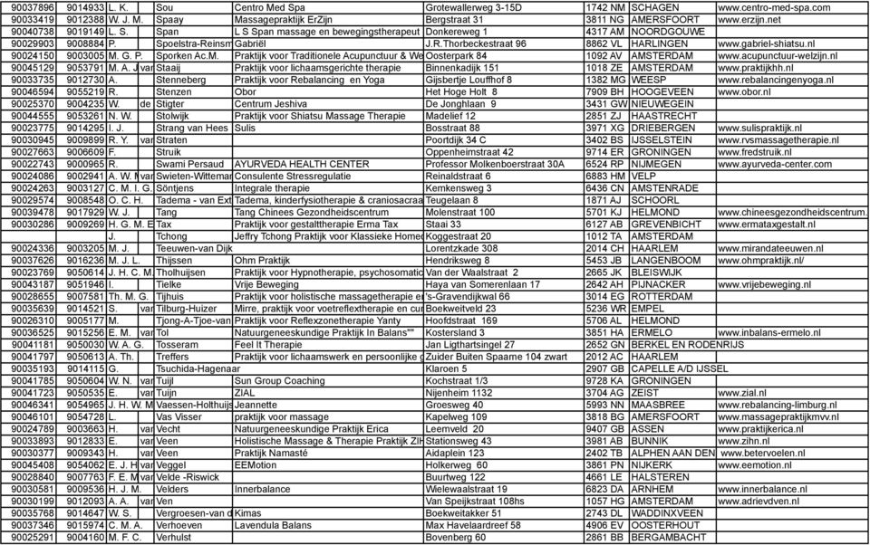 gabriel-shiatsu.nl 90024150 9003005 M. G. P. Sporken Ac.M. Praktijk voor Traditionele Acupunctuur & Welzijn Oosterpark 84 1092 AV AMSTERDAM www.acupunctuur-welzijn.nl 90045129 9053791 M. A. J.