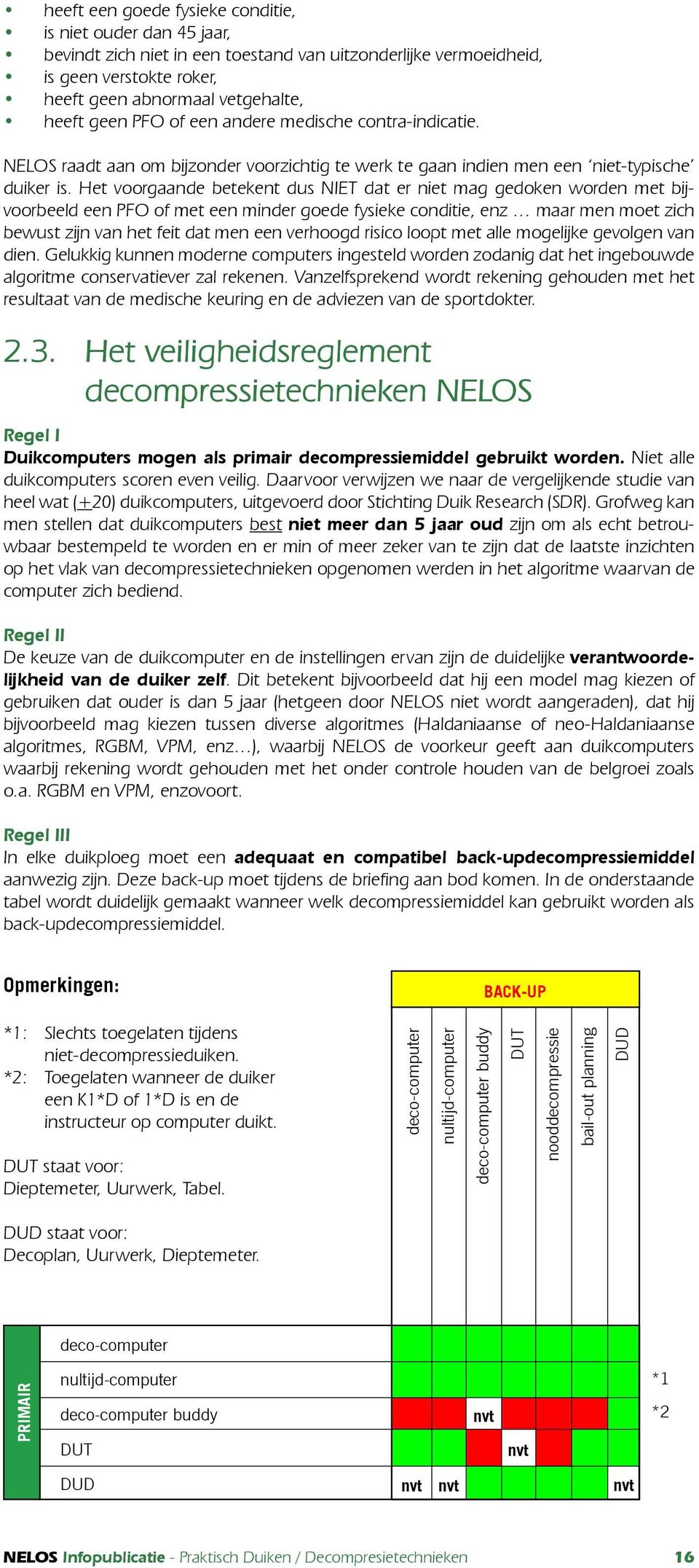 Het voorgaande betekent dus NIET dat er niet mag gedoken worden met bijvoorbeeld een PFO of met een minder goede fysieke conditie, enz maar men moet zich bewust zijn van het feit dat men een verhoogd