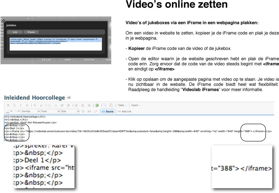 - Open de editor waarin je de website geschreven hebt en plak de iframe code erin.