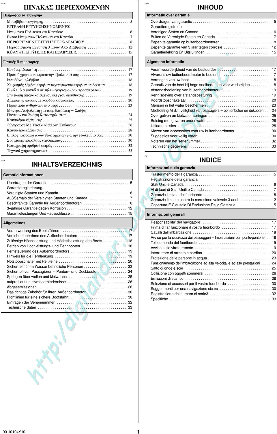 ........................................ 33 Garantieinformationen INHALTSVERZEICHNIS Übertragen der Garantie......................................... 5 Garantieregistrierung Vereinigte Staaten und Kanada.