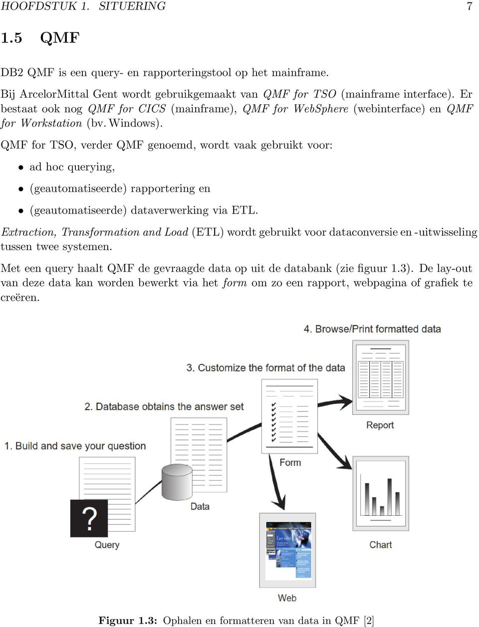 QMF for TSO, verder QMF genoemd, wordt vaak gebruikt voor: ad hoc querying, (geautomatiseerde) rapportering en (geautomatiseerde) dataverwerking via ETL.