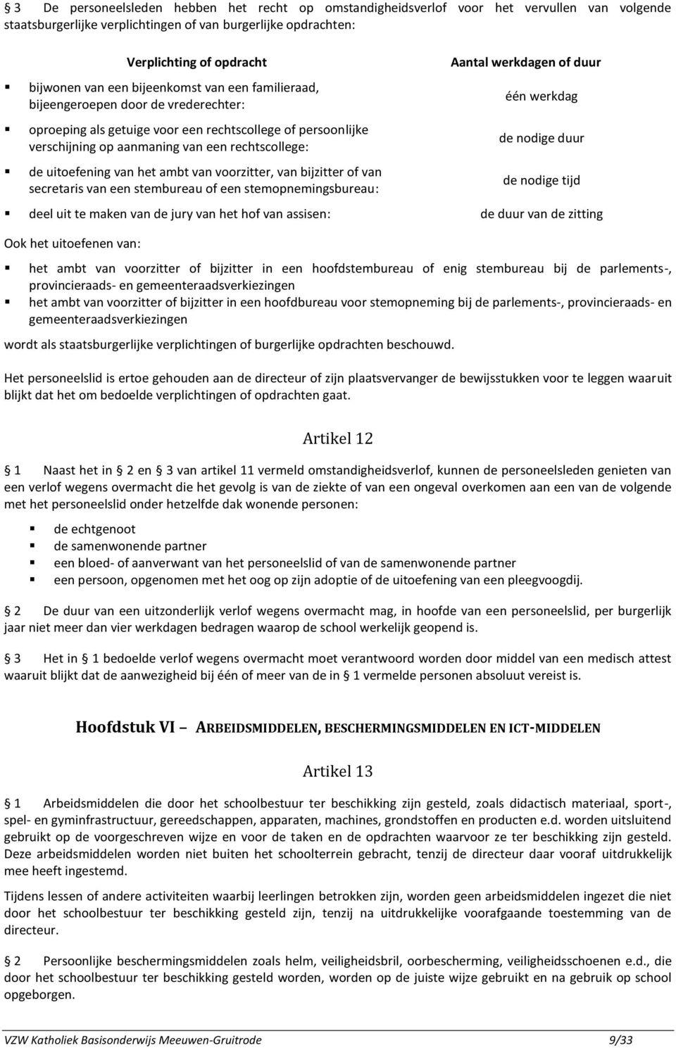 het ambt van voorzitter, van bijzitter of van secretaris van een stembureau of een stemopnemingsbureau: Aantal werkdagen of duur één werkdag de nodige duur de nodige tijd deel uit te maken van de