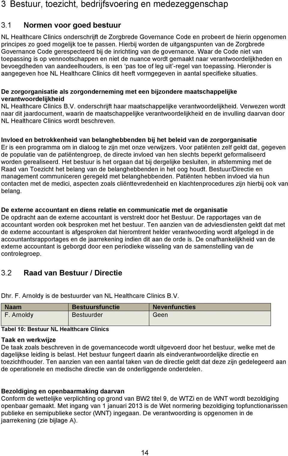 Hierbij worden de uitgangspunten van de Zorgbrede Governance Code gerespecteerd bij de inrichting van de governance.