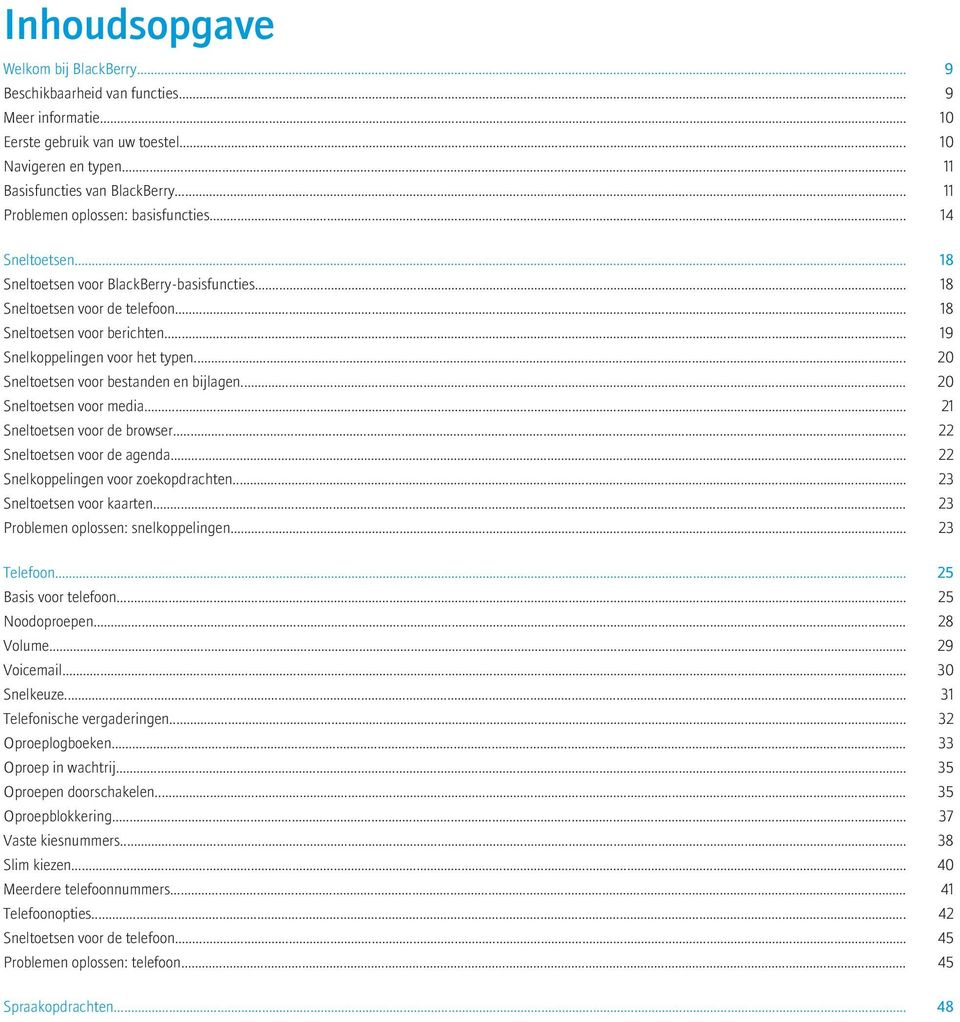 .. 19 Snelkoppelingen voor het typen... 20 Sneltoetsen voor bestanden en bijlagen... 20 Sneltoetsen voor media... 21 Sneltoetsen voor de browser... 22 Sneltoetsen voor de agenda.