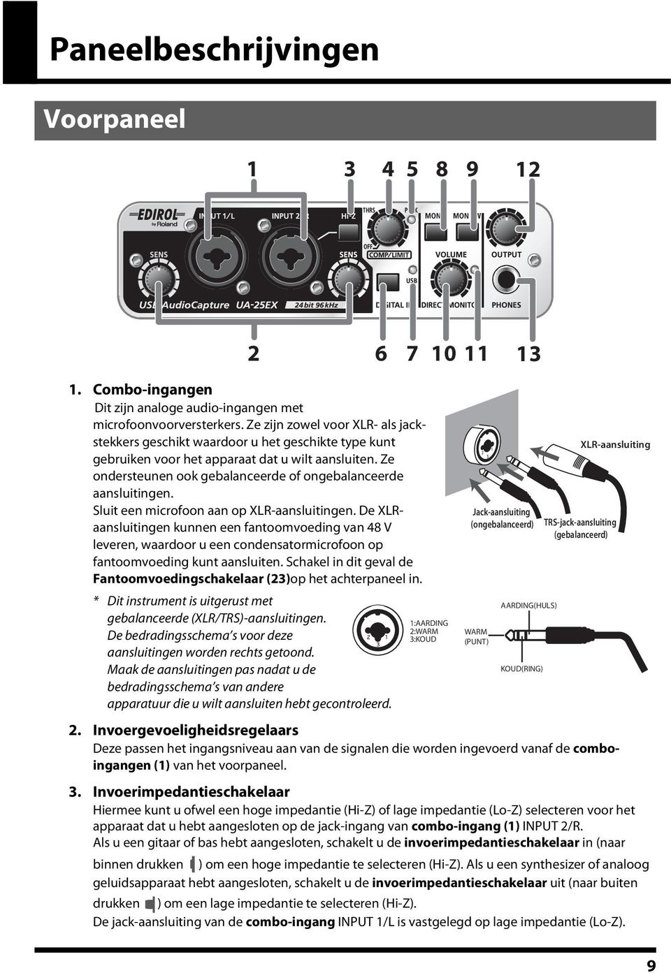 Ze ondersteunen ook gebalanceerde of ongebalanceerde aansluitingen. Sluit een microfoon aan op XLR-aansluitingen.