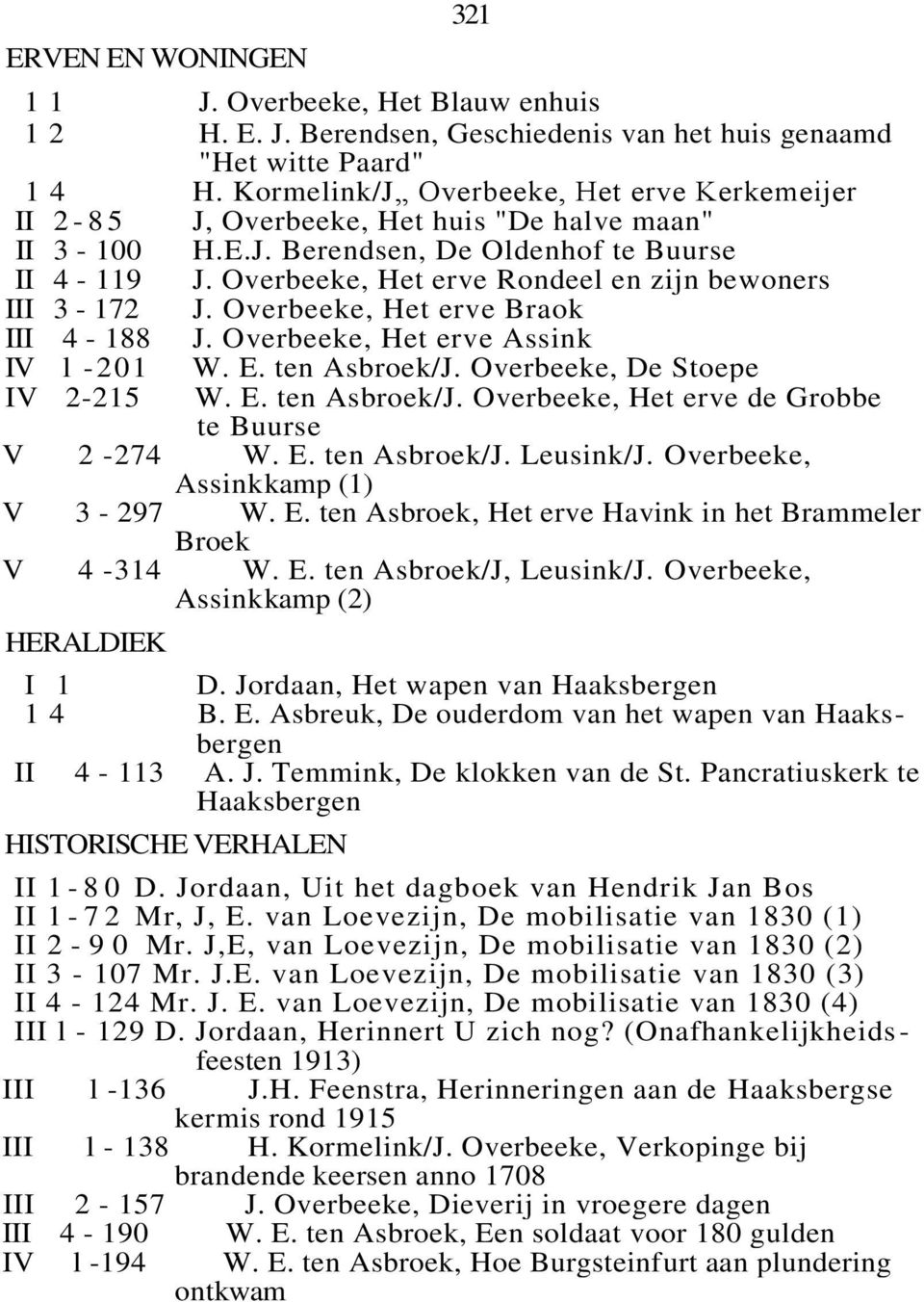 Overbeeke, Het erve Rondeel en zijn bewoners III 3-172 J. Overbeeke, Het erve Braok III 4-188 J. Overbeeke, Het erve Assink IV l -201 IV 2-215 W. E. ten Asbroek/J.