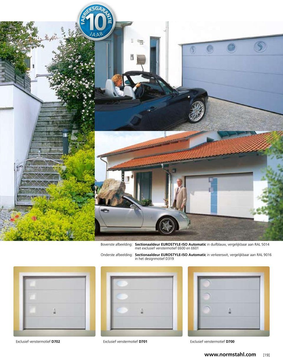 Sectionaaldeur EUROSTYLE-ISO Automatic in verkeerswit, vergelijkbaar aan RAL 9016 in het designmotief