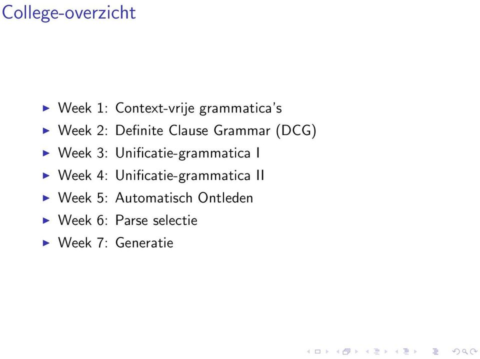 Unificatie-grammatica I Week 4: Unificatie-grammatica II