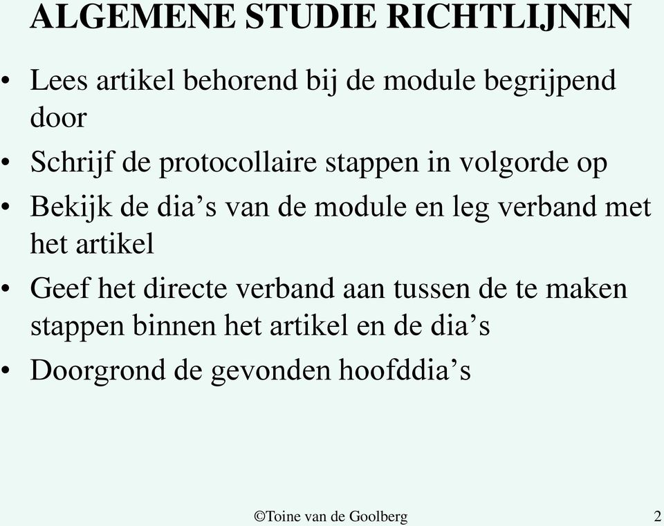 module en leg verband met het artikel Geef het directe verband aan tussen de