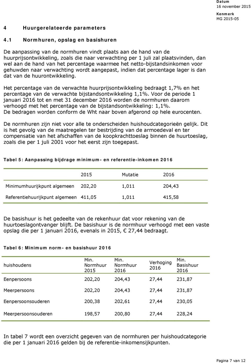 het percentage waarmee het netto-bijstandsinkomen voor gehuwden naar verwachting wordt aangepast, indien dat percentage lager is dan dat van de huurontwikkeling.