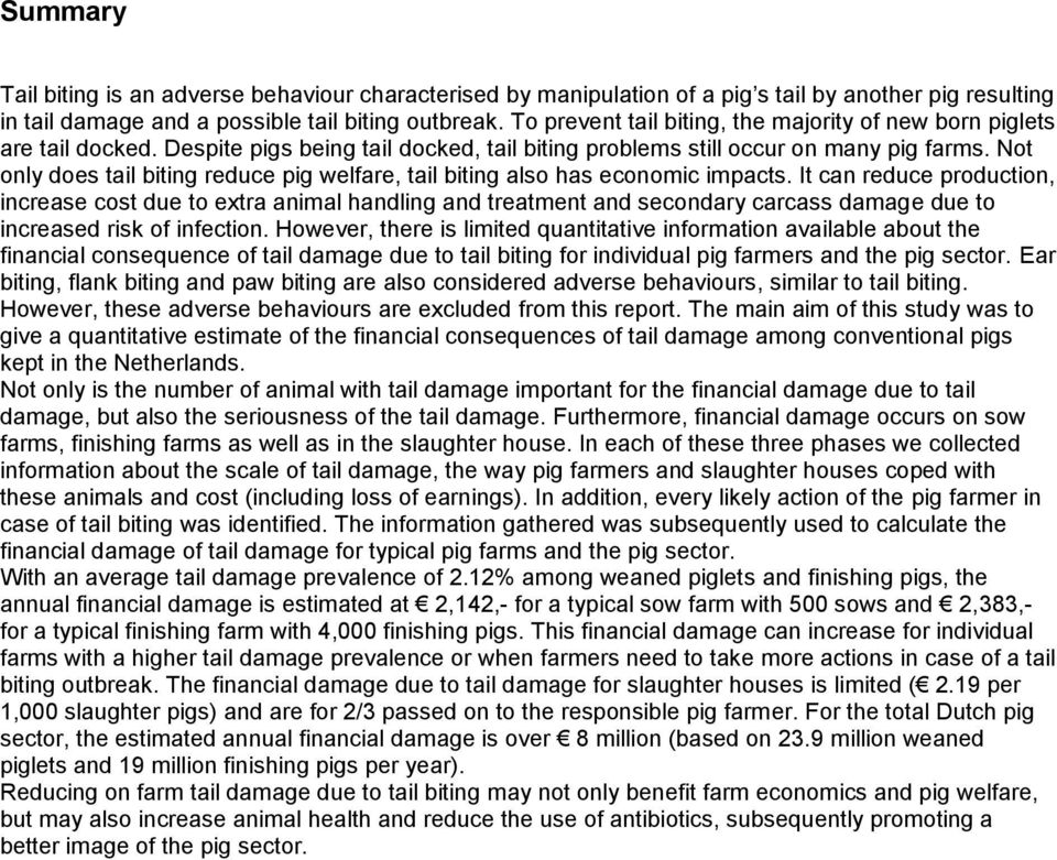 Not only does tail biting reduce pig welfare, tail biting also has economic impacts.