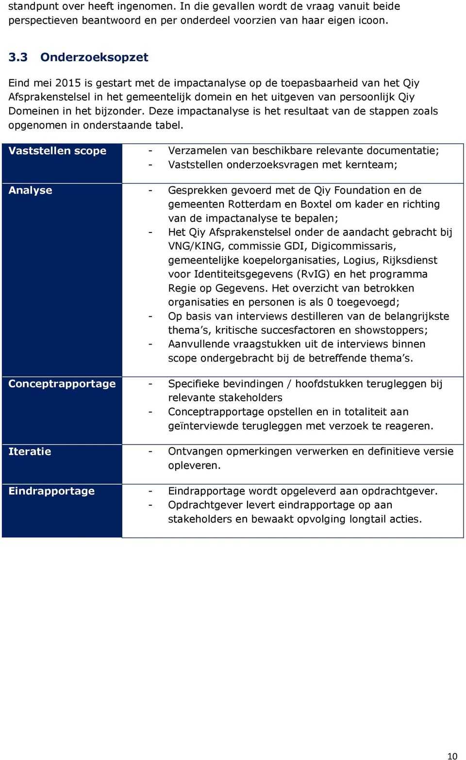 bijzonder. Deze impactanalyse is het resultaat van de stappen zoals opgenomen in onderstaande tabel.