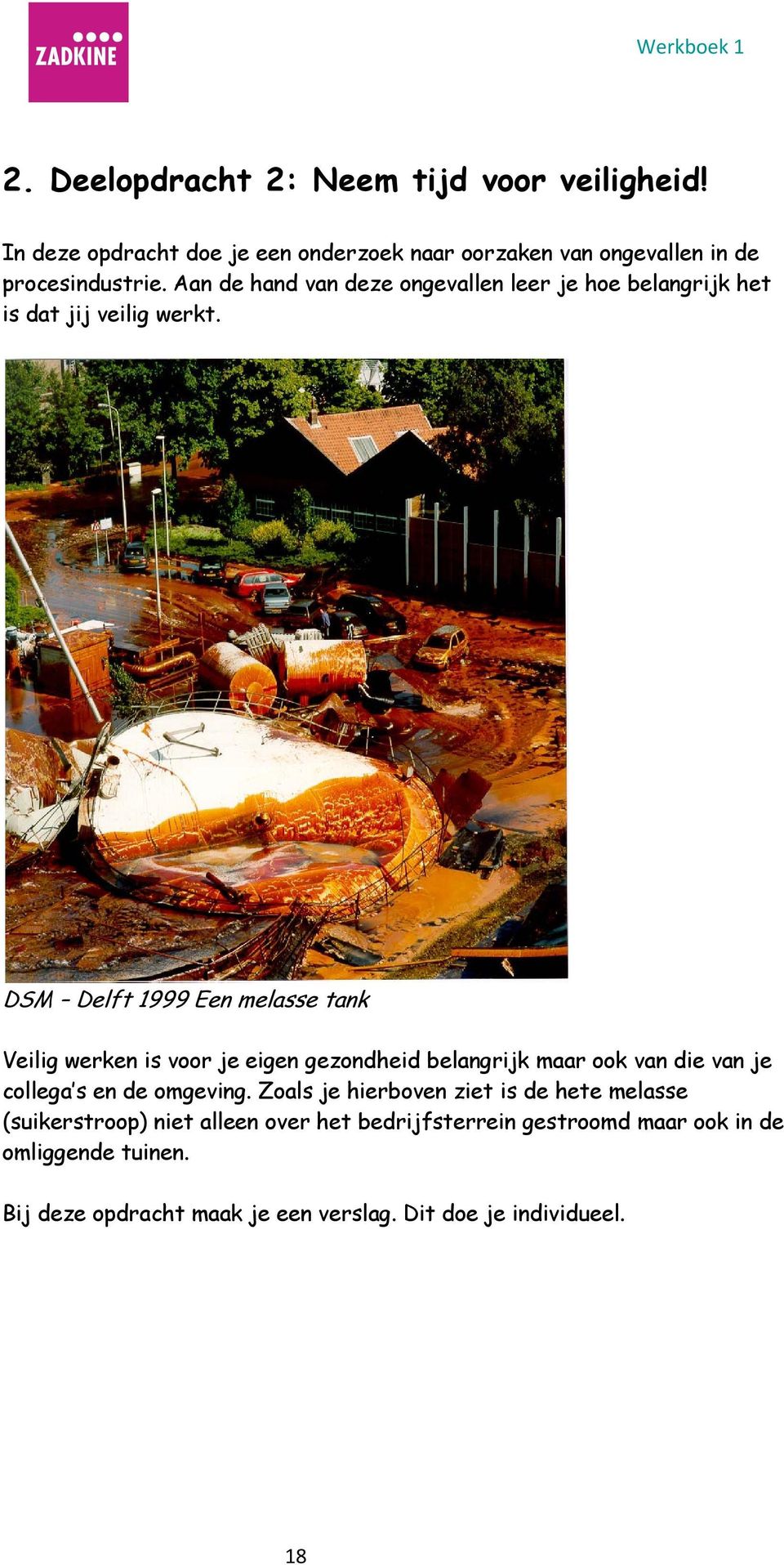 DSM Delft 1999 Een melasse tank Veilig werken is voor je eigen gezondheid belangrijk maar ook van die van je collega s en de omgeving.