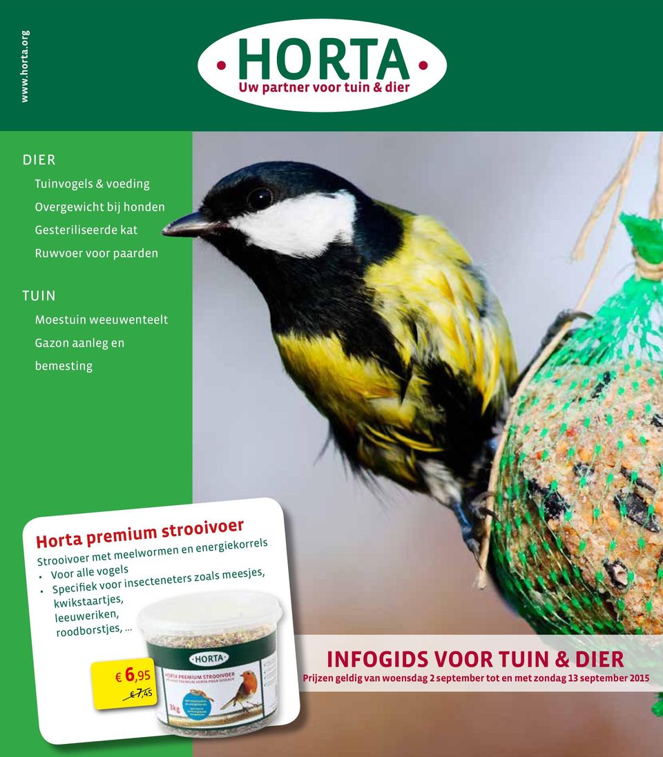 weeuwenteelt Gazon aanleg en bemesting Horta premium strooivoer Strooivoer met meelwormen en energiekorrels