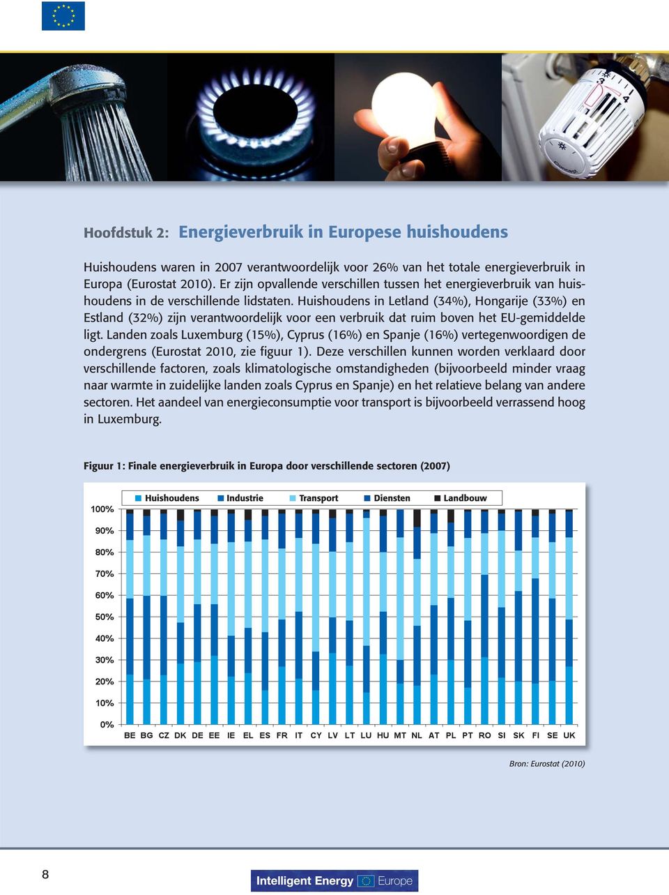 Huishoudens in Letland (34%), Hongarije (33%) en Estland (32%) zijn verantwoordelijk voor een verbruik dat ruim boven het EU-gemiddelde ligt.