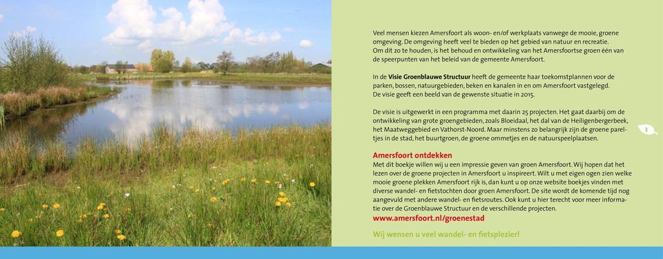 In de Visie Groenblauwe Structuur heeft de gemeente haar toekomstplannen voor de parken, bossen, natuurgebieden, beken en kanalen in en om Amersfoort vastgelegd.