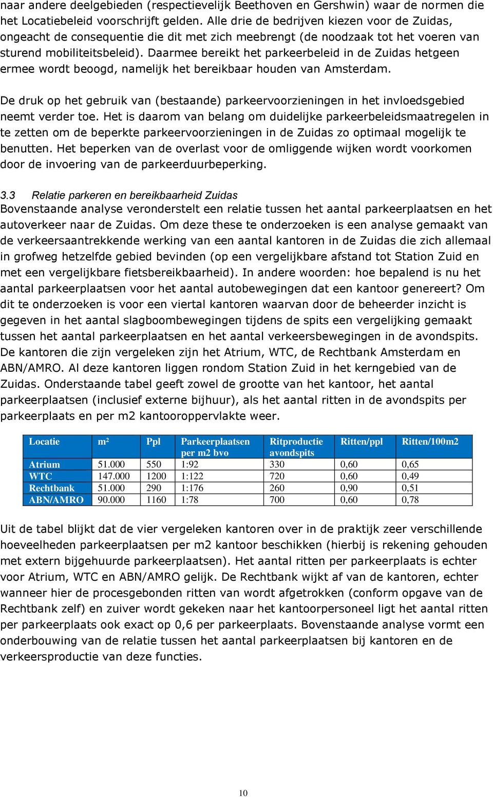 Daarmee bereikt het parkeerbeleid in de Zuidas hetgeen ermee wordt beoogd, namelijk het bereikbaar houden van Amsterdam.