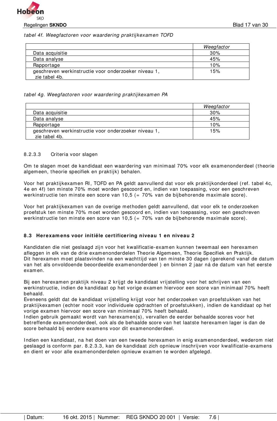 Weegfactren vr waardering praktijkexamen PA Weegfactr Data acquisitie 30