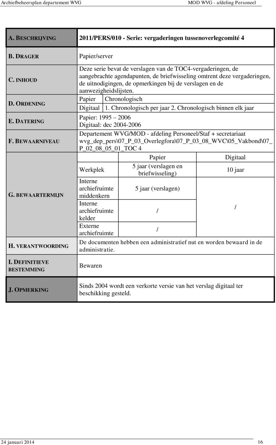 aanwezigheidslijsten. Chronologisch 1. Chronologisch per jaar 2.