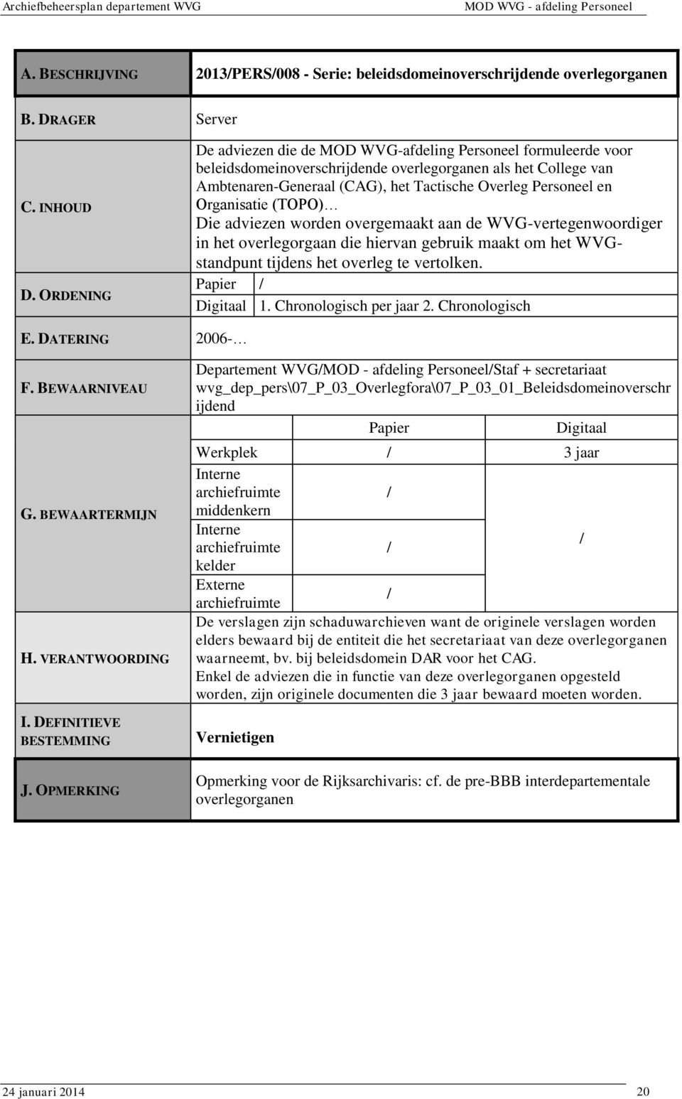 en Organisatie (TOPO) Die adviezen worden overgemaakt aan de WVG-vertegenwoordiger in het overlegorgaan die hiervan gebruik maakt om het WVGstandpunt tijdens het overleg te vertolken. 1.