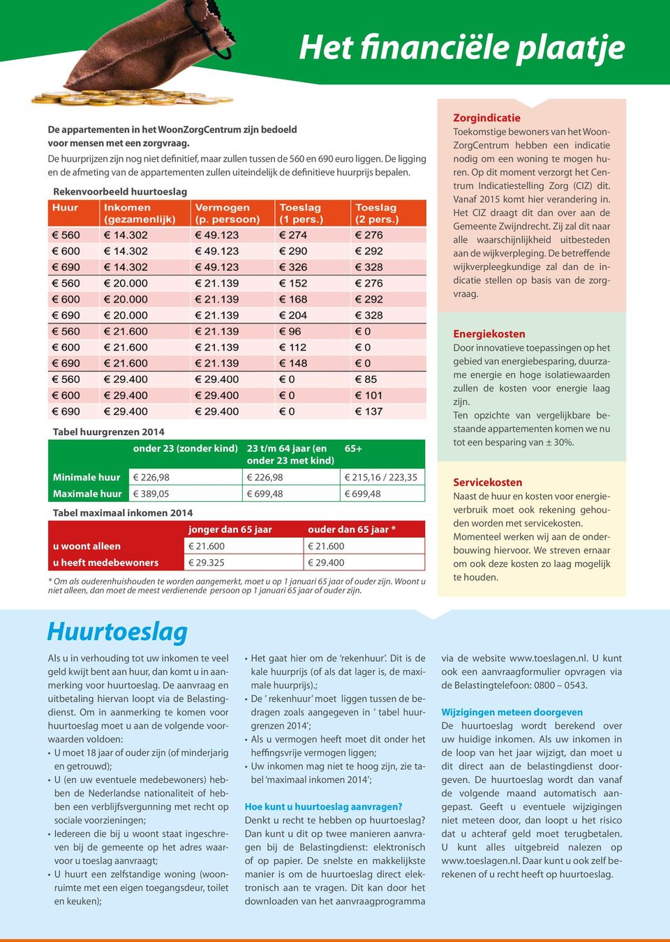 Rekenvoorbeeld huurtoeslag Zorgindicatie Toekomstige bewoners van het Woon- ZorgCentrum hebben een indicatie nodig om een woning te mogen huren.