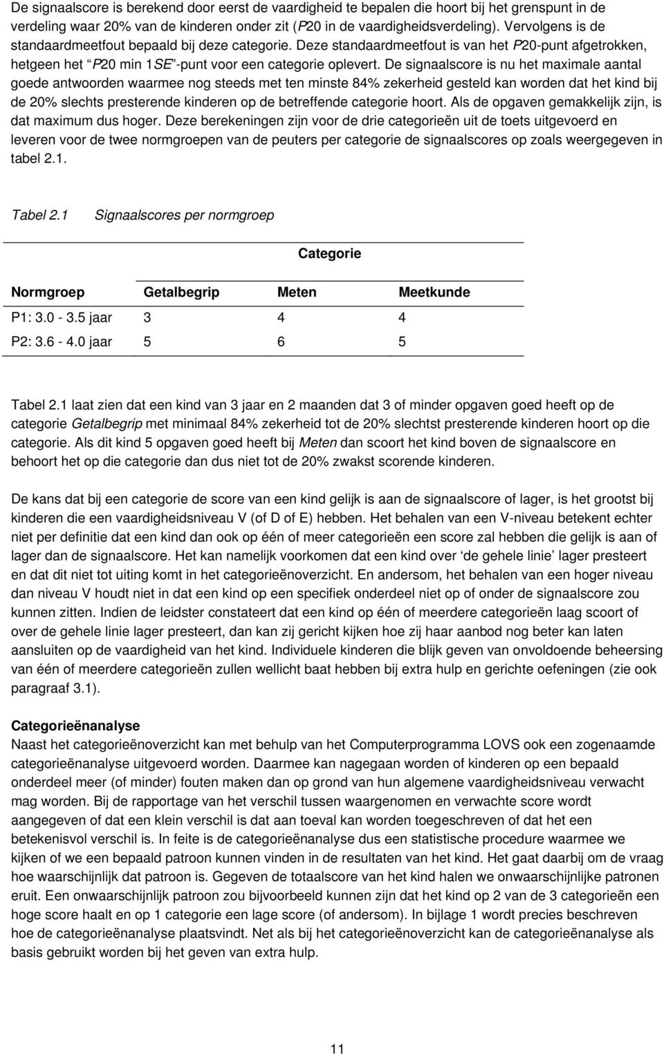 De signaalscore is nu het maximale aantal goede antwoorden waarmee nog steeds met ten minste 84% zekerheid gesteld kan worden dat het kind bij de 20% slechts presterende kinderen op de betreffende