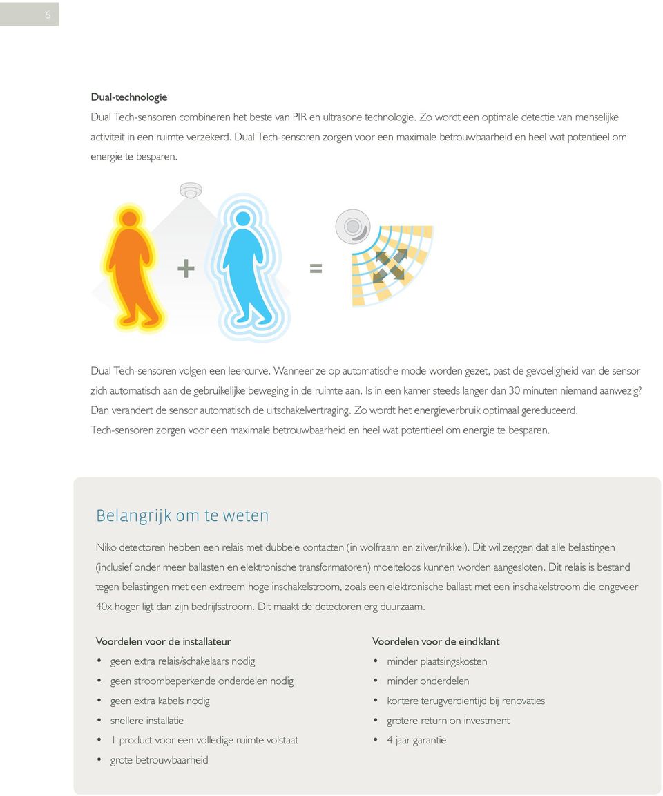 Wanneer ze op automatische mode worden gezet, past de gevoeligheid van de sensor zich automatisch aan de gebruikelijke beweging in de ruimte aan.