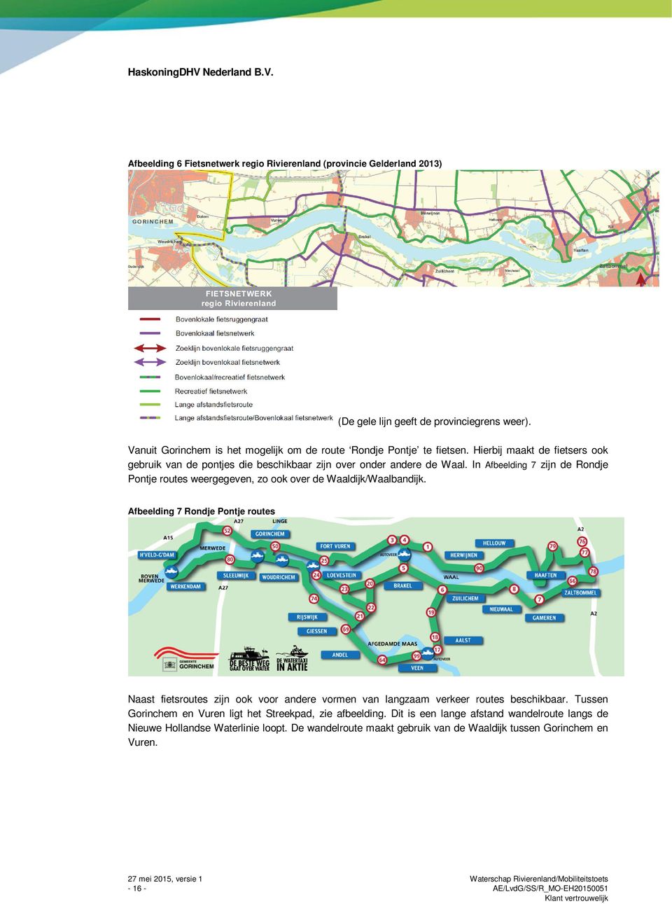 Afbeelding 7 Rondje Pontje routes Naast fietsroutes zijn ook voor andere vormen van langzaam verkeer routes beschikbaar. Tussen Gorinchem en Vuren ligt het Streekpad, zie afbeelding.