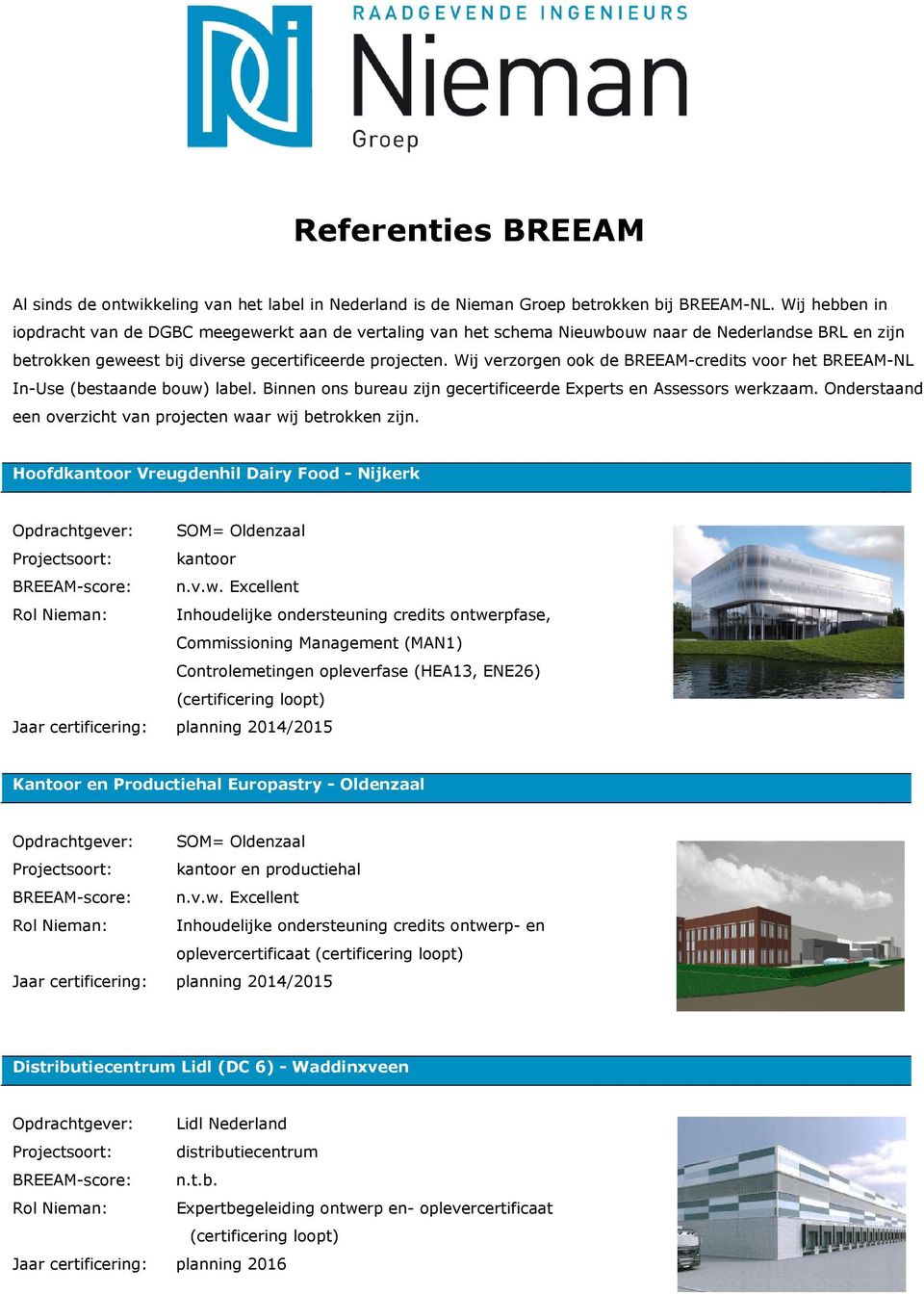 Wij verzorgen ook de BREEAM-credits voor het BREEAM-NL In-Use (bestaande bouw) label. Binnen ons bureau zijn gecertificeerde Experts en Assessors werkzaam.