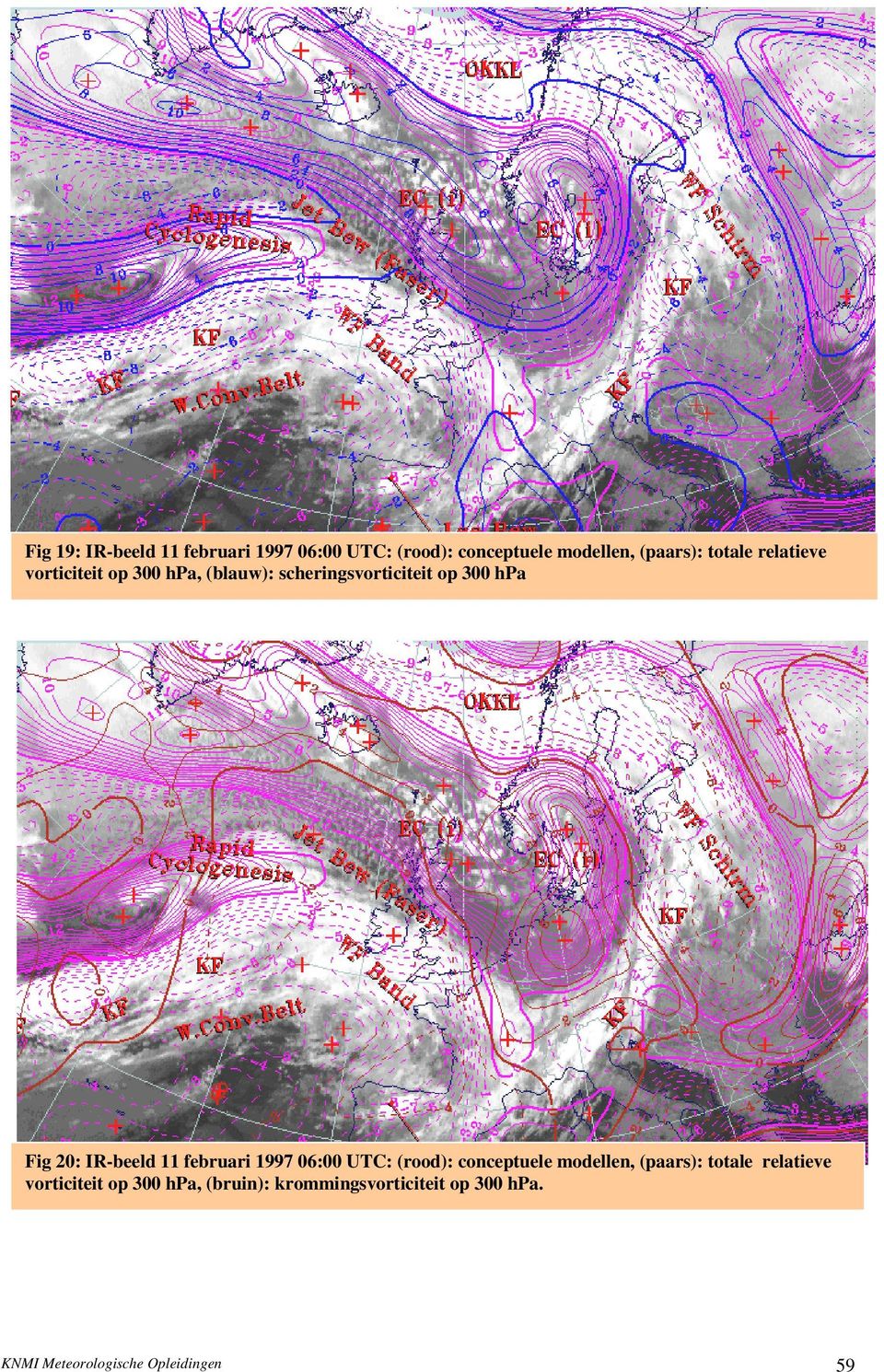 11 februari 1997 06:00 UTC: (rood): conceptuele modellen, (paars): totale relatieve