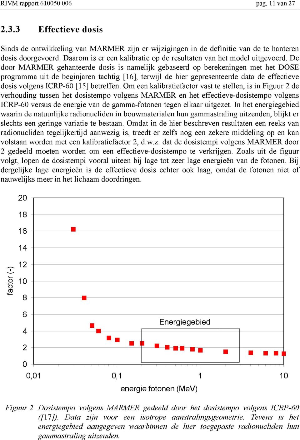 De door MARMER gehanteerde dosis is namelijk gebaseerd op berekeningen met het DOSE programma uit de beginjaren tachtig [16], terwijl de hier gepresenteerde data de effectieve dosis volgens ICRP-60