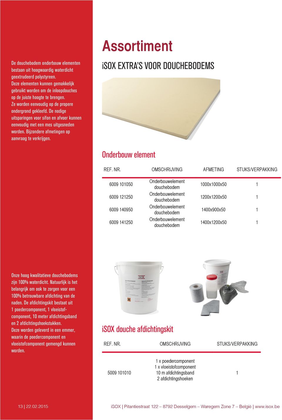 isox EXTRA S VOOR DOUCHEBODEMS Onderbouw element REF. NR.