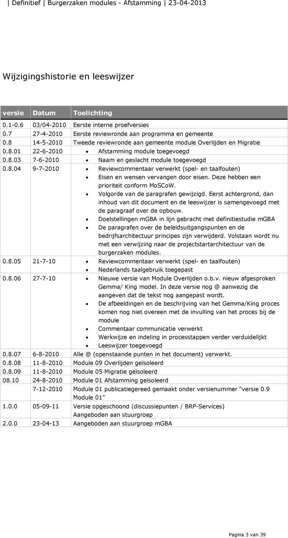 Deze hebben een prioriteit conform MoSCoW. Volgorde van de paragrafen gewijzigd. Eerst achtergrond, dan inhoud van dit document en de leeswijzer is samengevoegd met de paragraaf over de opbouw.