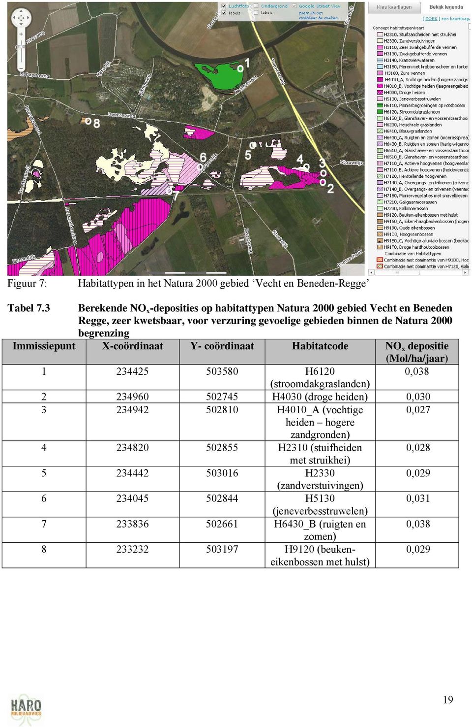 X-coördinaat Y- coördinaat Habitatcode NO x depositie (Mol/ha/jaar) 1 234425 503580 H6120 0,038 (stroomdakgraslanden) 2 234960 502745 H4030 (droge heiden) 0,030 3 234942 502810 H4010_A