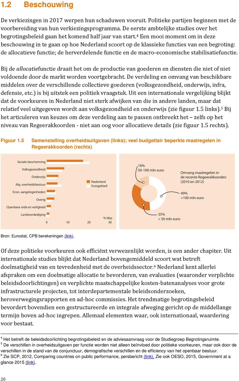 4 Een mooi moment om in deze beschouwing in te gaan op hoe Nederland scoort op de klassieke functies van een begroting: de allocatieve functie; de herverdelende functie en de macro economische