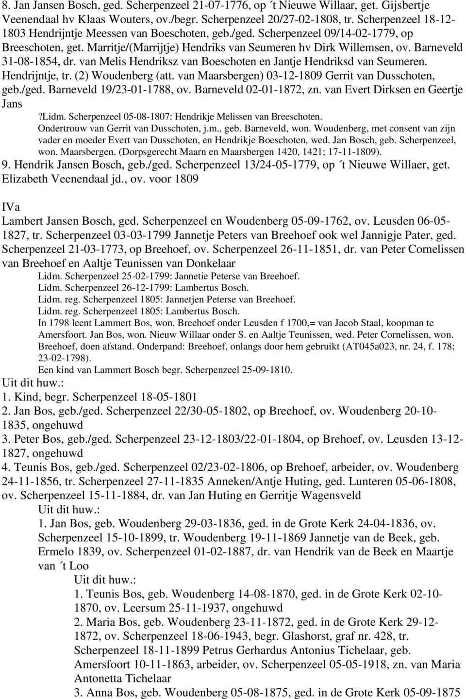 Barneveld 31-08-1854, dr. van Melis Hendriksz van Boeschoten en Jantje Hendriksd van Seumeren. Hendrijntje, tr. (2) Woudenberg (att. van Maarsbergen) 03-12-1809 Gerrit van Dusschoten, geb./ged.