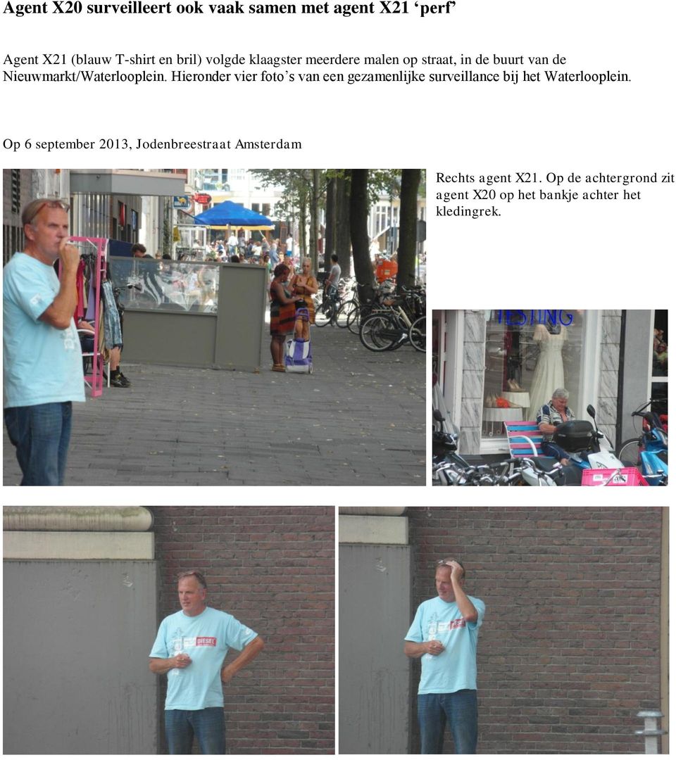 Hieronder vier foto s van een gezamenlijke surveillance bij het Waterlooplein.