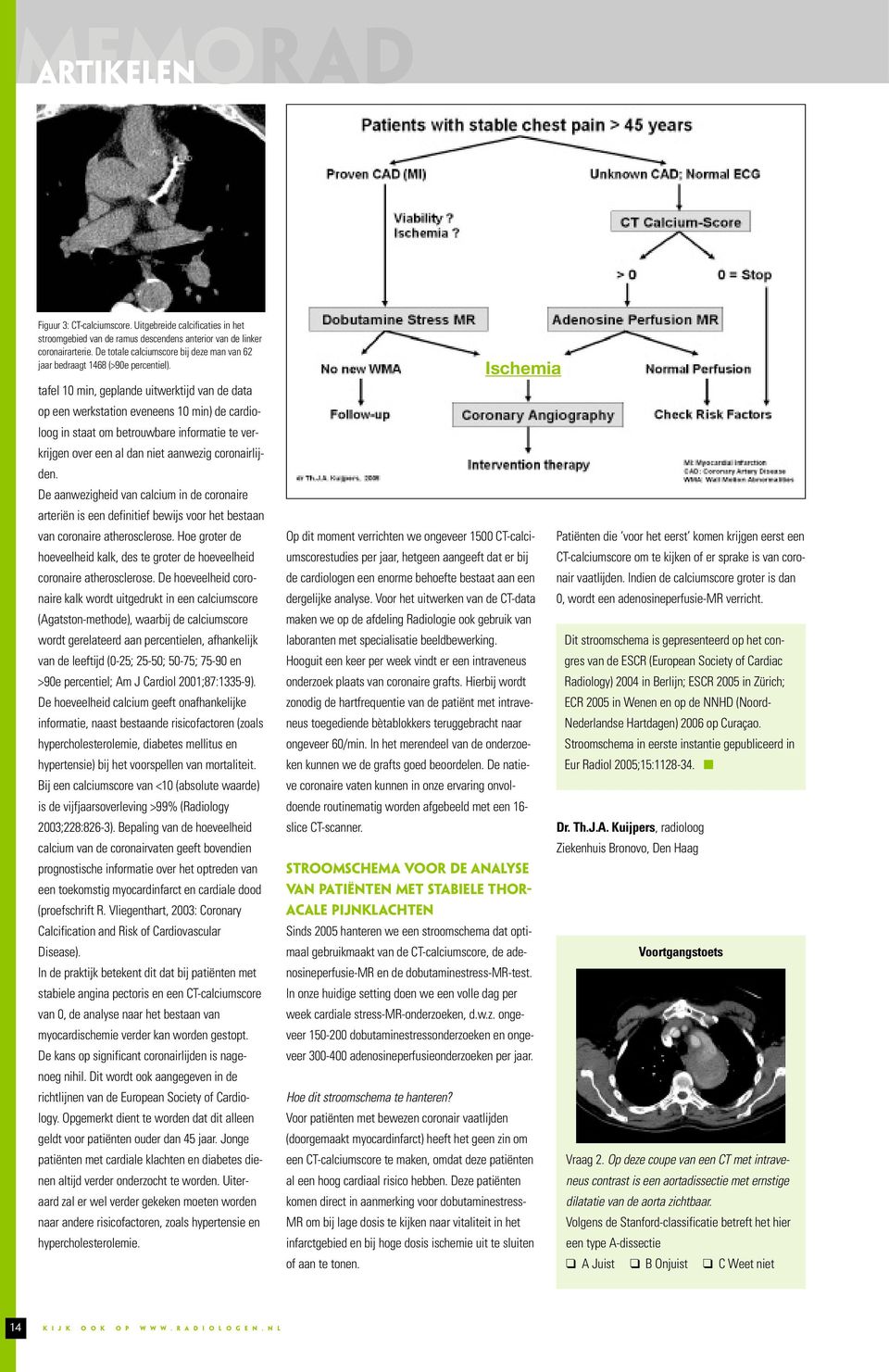 tafel 10 min, geplande uitwerktijd van de data op een werkstation eveneens 10 min) de cardioloog in staat om betrouwbare informatie te verkrijgen over een al dan niet aanwezig coronairlijden.