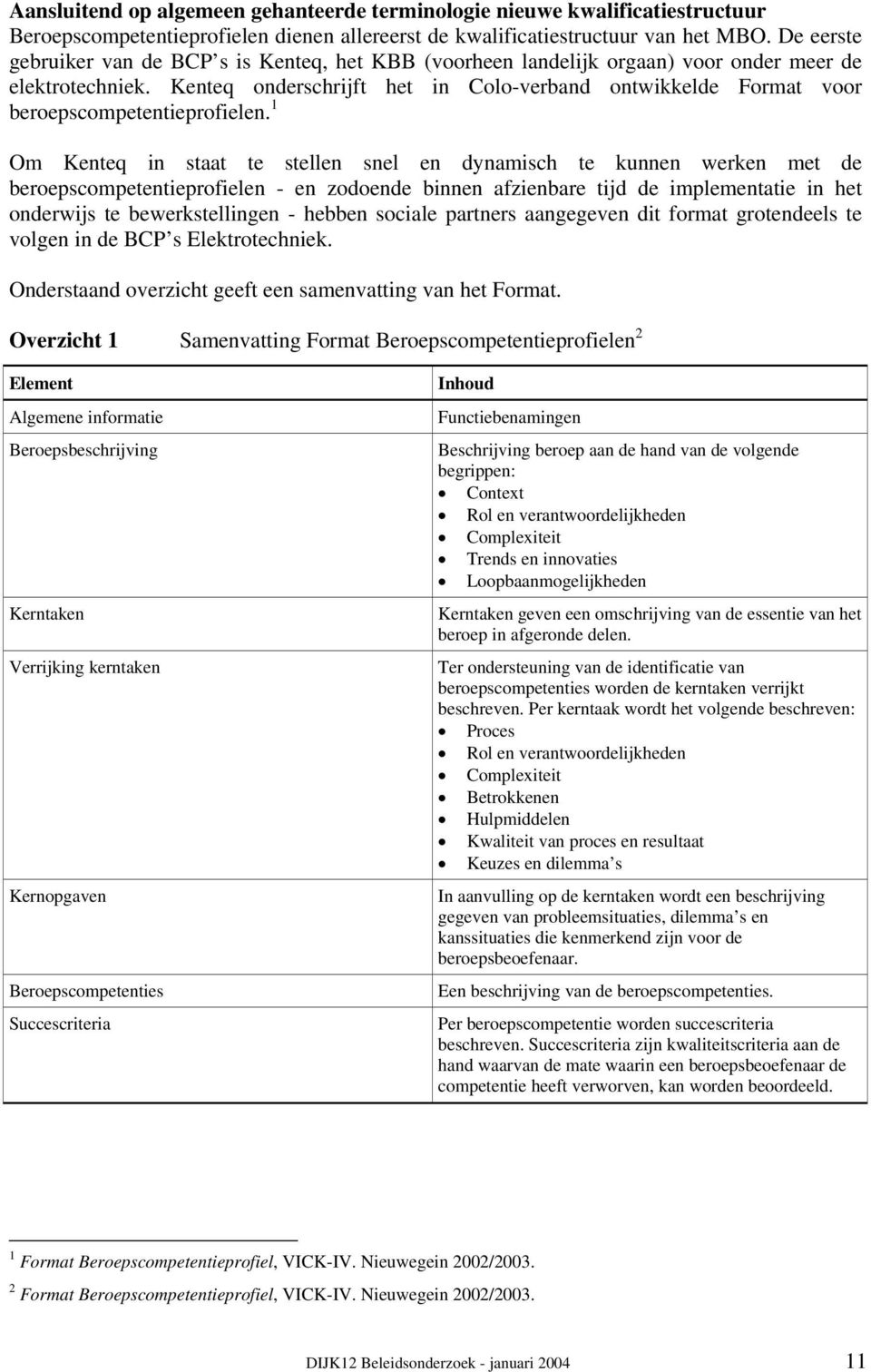 Kenteq onderschrijft het in Colo-verband ontwikkelde Format voor beroepscompetentieprofielen.