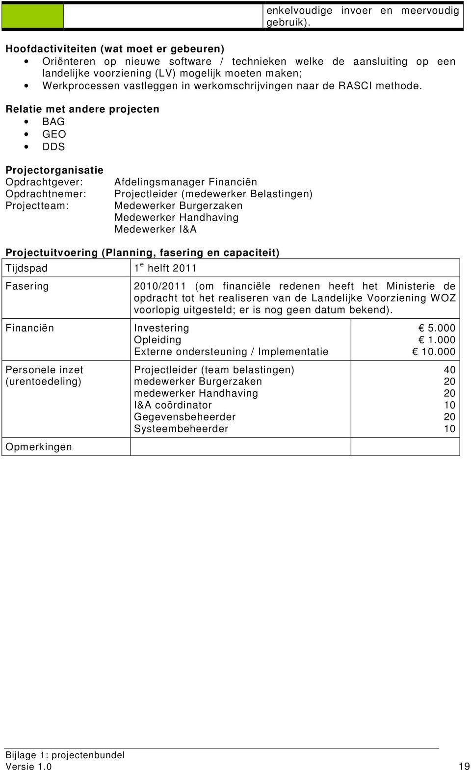 werkomschrijvingen naar de RASCI methode.